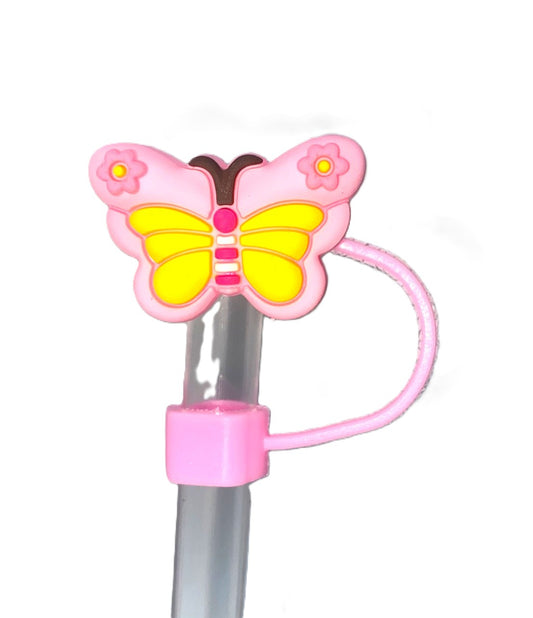 Pink Butterfly Straw Topper