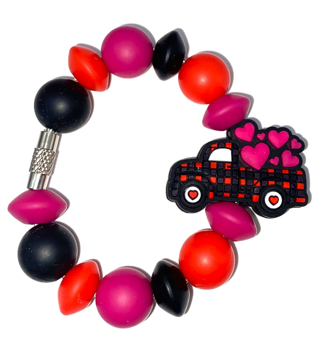 Plaid Truck Of Love Hearts Valentine Stanley Tumbler Cup Handle Charm