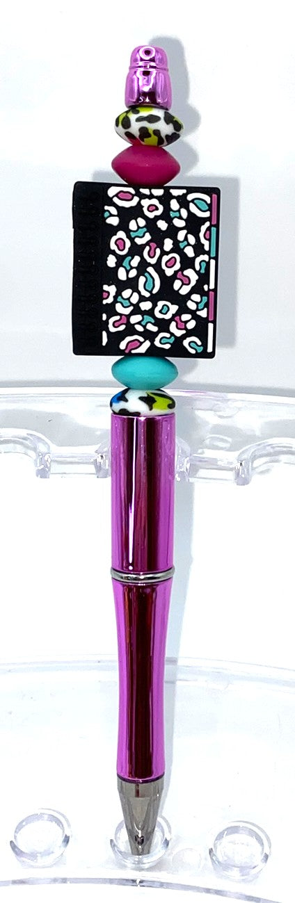 Planner Black Leopard Print Beaded Pen