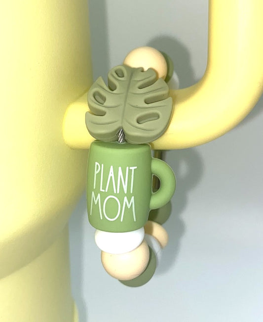 Plant Mom Mug w/Monstera Leaf Stanley Tumbler Cup Handle Charm