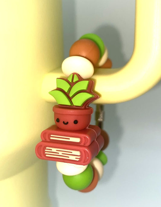 Potted Plant & Stack Of Books 3D Stanley Tumbler Cup Handle Charm