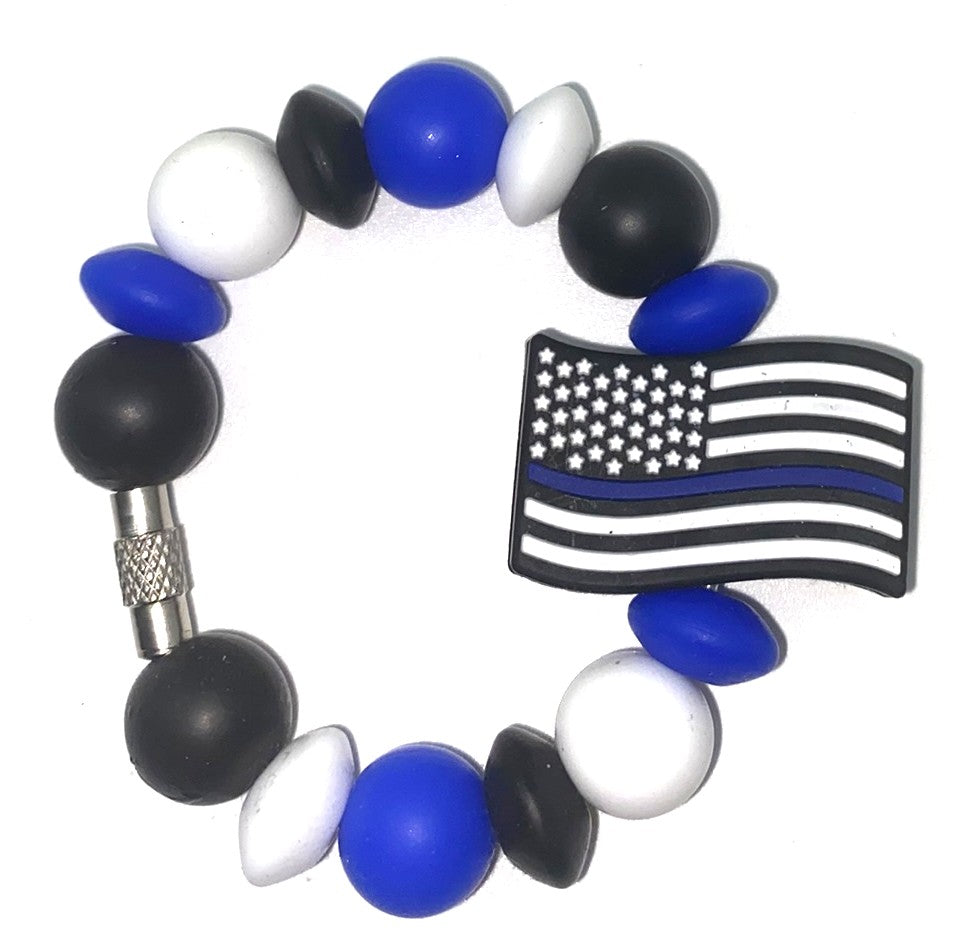 Police Blue Line Flag Stanley Tumbler Cup Handle Charm