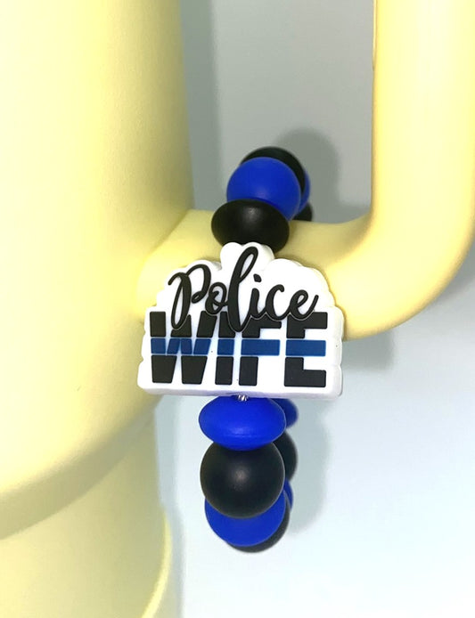 Police Wife Printed Stanley Tumbler Cup Handle Charm