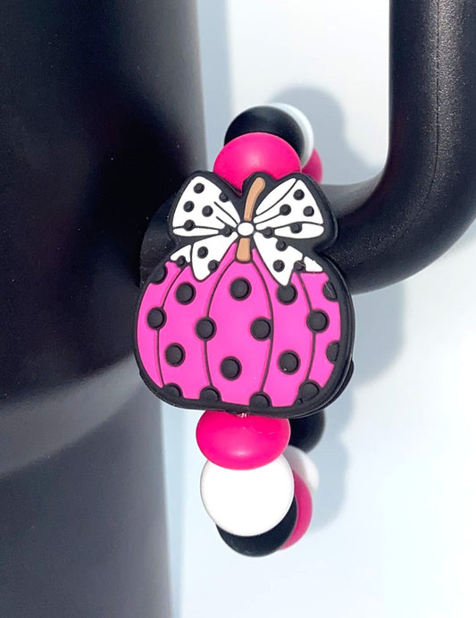 Hot Pink Polka Coquette Dot Pumpkin Fall Stanley Tumbler Cup Handle Charm