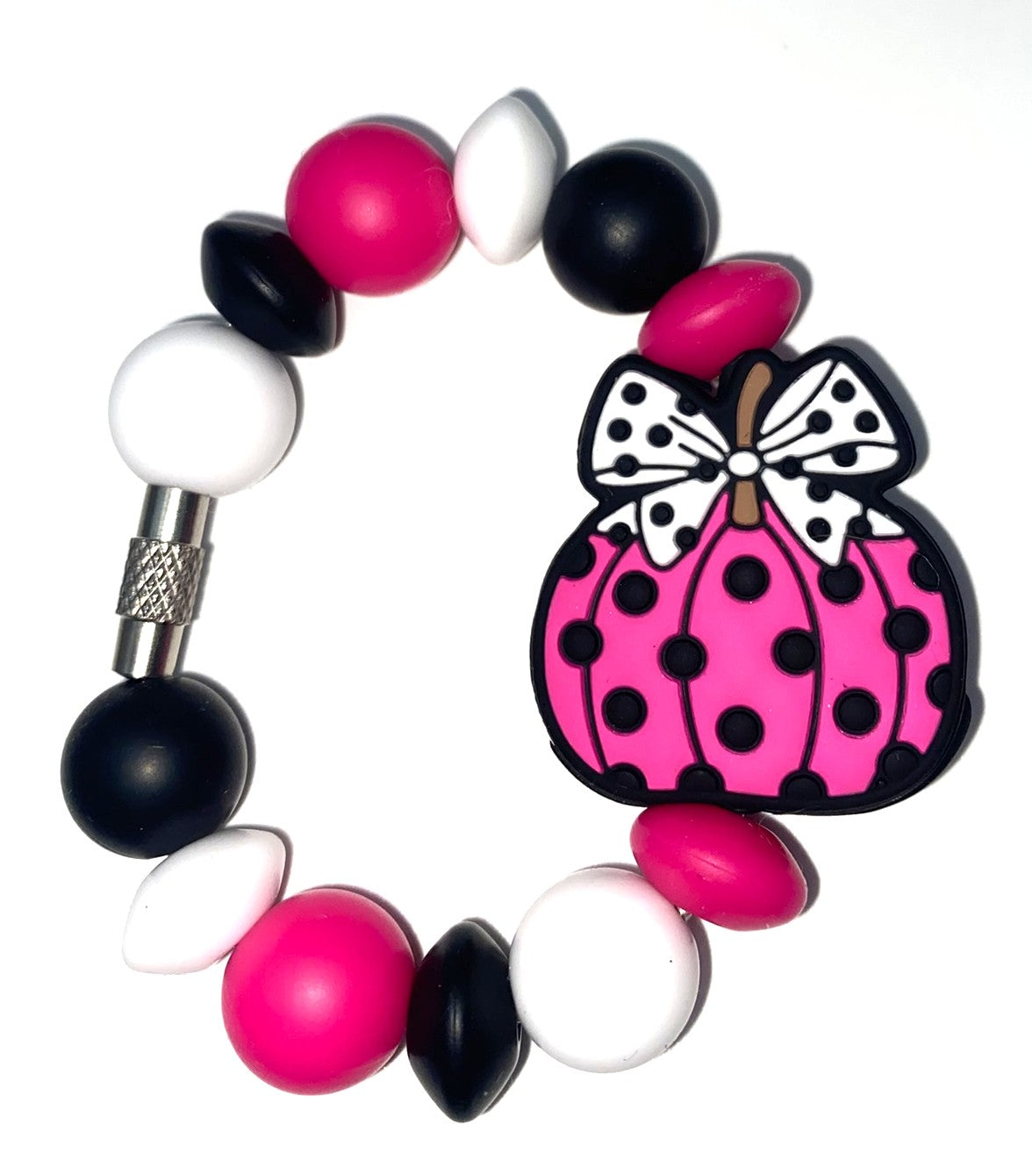 Hot Pink Polka Coquette Dot Pumpkin Fall Stanley Tumbler Cup Handle Charm