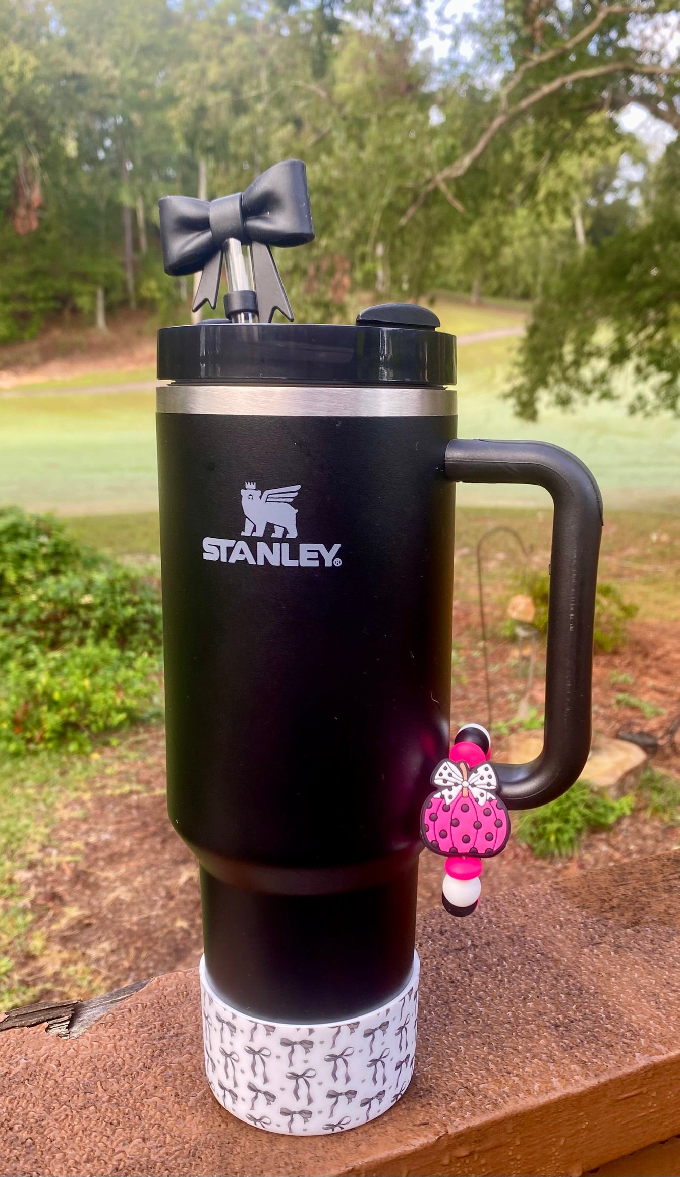 Bow Black Straw Topper