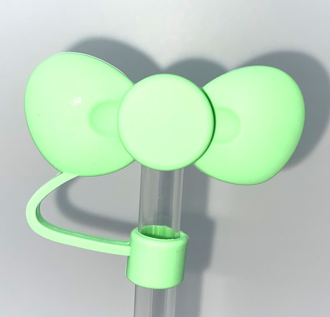 Poof Bow Soft Green Straw Topper