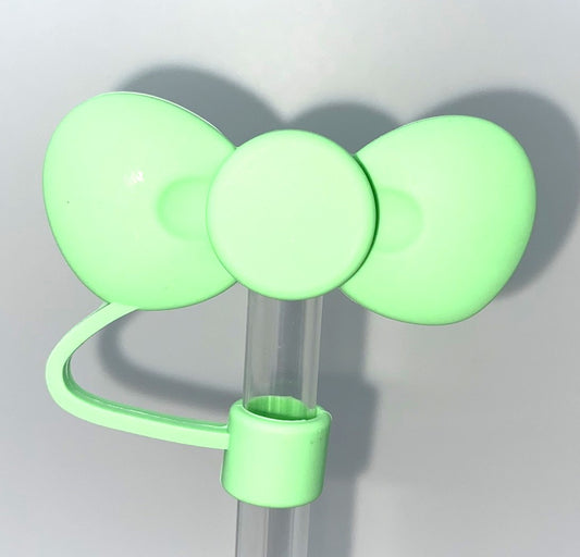 Poof Bow Soft Green Straw Topper