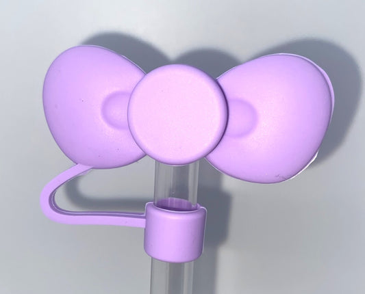 Poof Bow Soft Purple Straw Topper