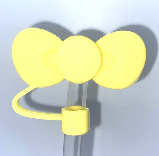 Poof Bow Soft Yellow Straw Topper