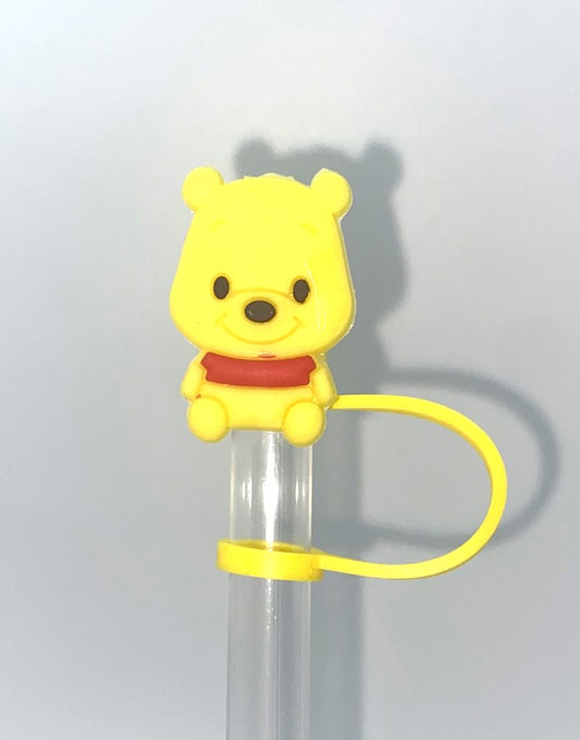 Thoughtful Yellow Honey Bear Chibi Style Straw Topper