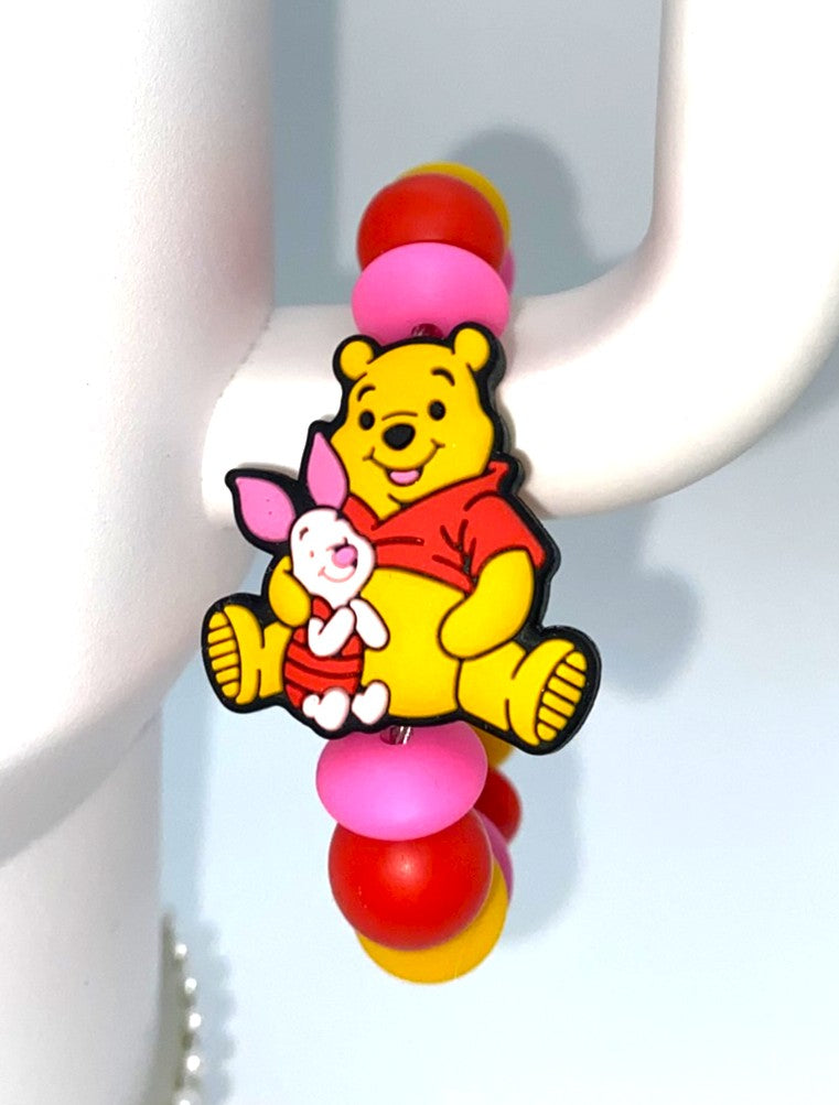 Thoughtful Yellow Honey Bear & Shy Pig Friend Stanley Tumbler Cup Handle Charm