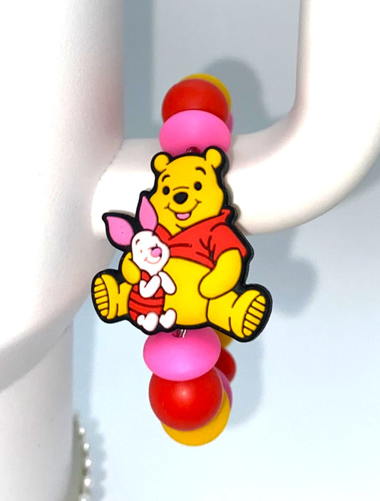 Thoughtful Yellow Honey Bear & Shy Pig Friend Stanley Tumbler Cup Handle Charm