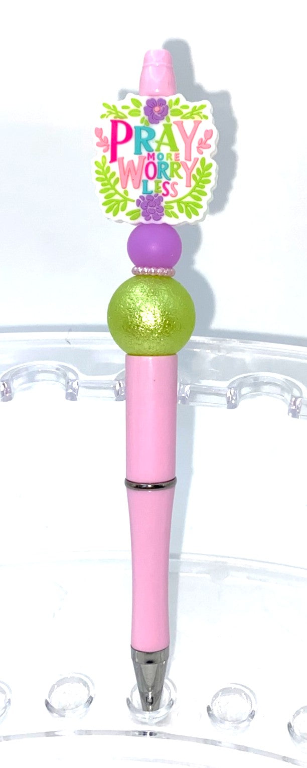 Pray More Worry Less Beaded Pen