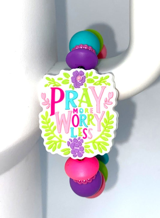 Pray More Worry Less Stanley Tumbler Cup Handle Charm