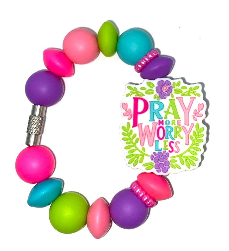 Pray More Worry Less Stanley Tumbler Cup Handle Charm