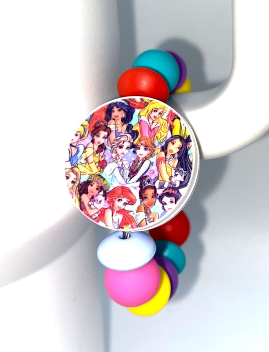 12 Magical Princesses Round Stanley Tumbler Cup Handle Charm