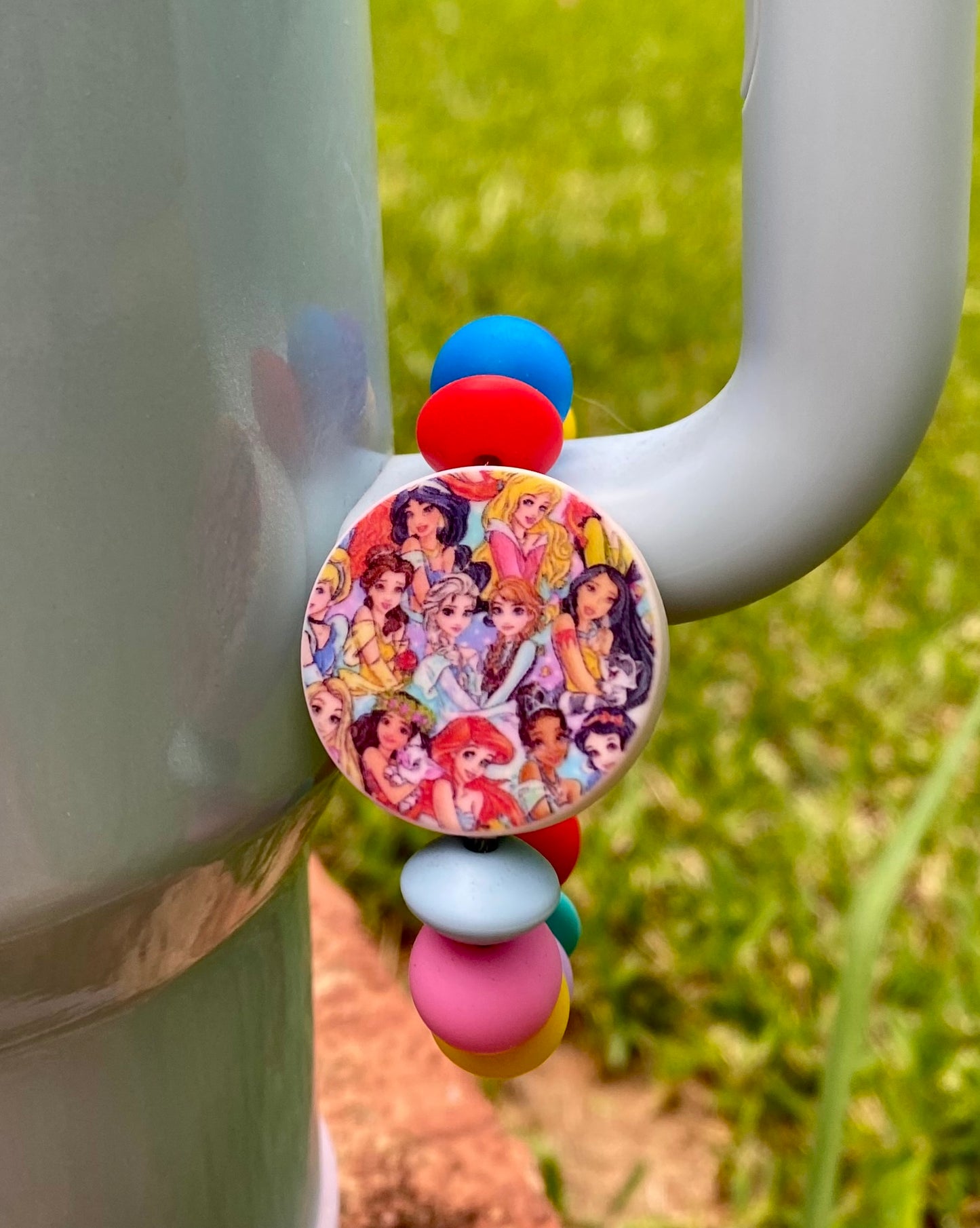 12 Magical Princesses Round Stanley Tumbler Cup Handle Charm