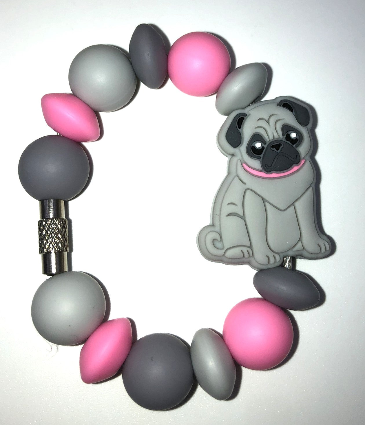 Cute Gray Pug Dog Stanley Tumbler Cup Handle Charm