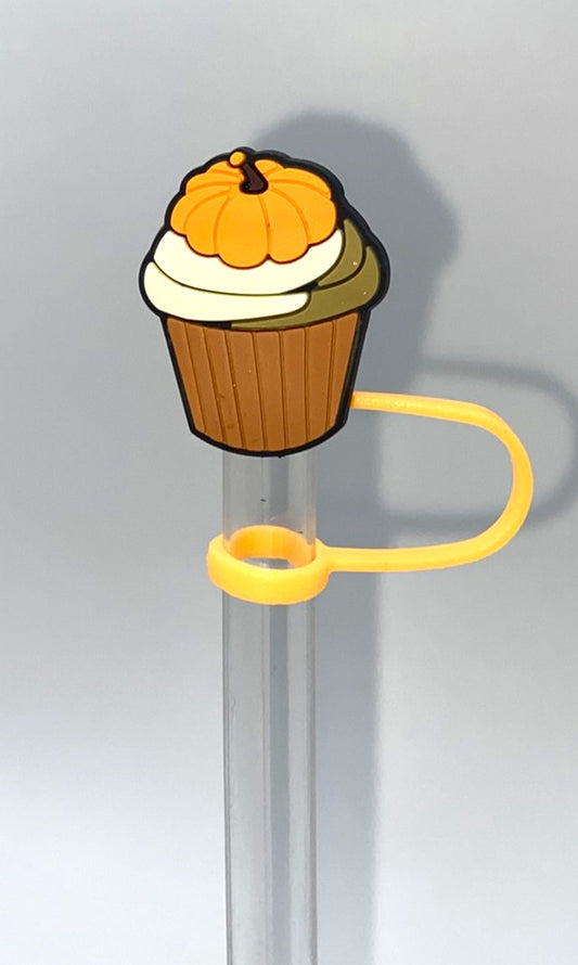 Pumpkin Muffin Cupcake Fall Straw Topper