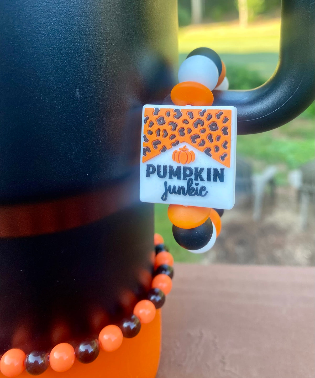 Pumpkin Junkie Stanley Tumbler Cup Handle Charm