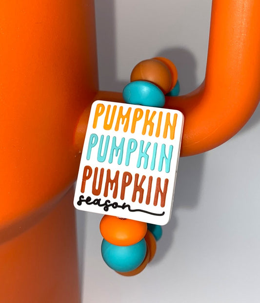 Pumpkin Season Rectangle Stanley Tumbler Cup Handle Charm