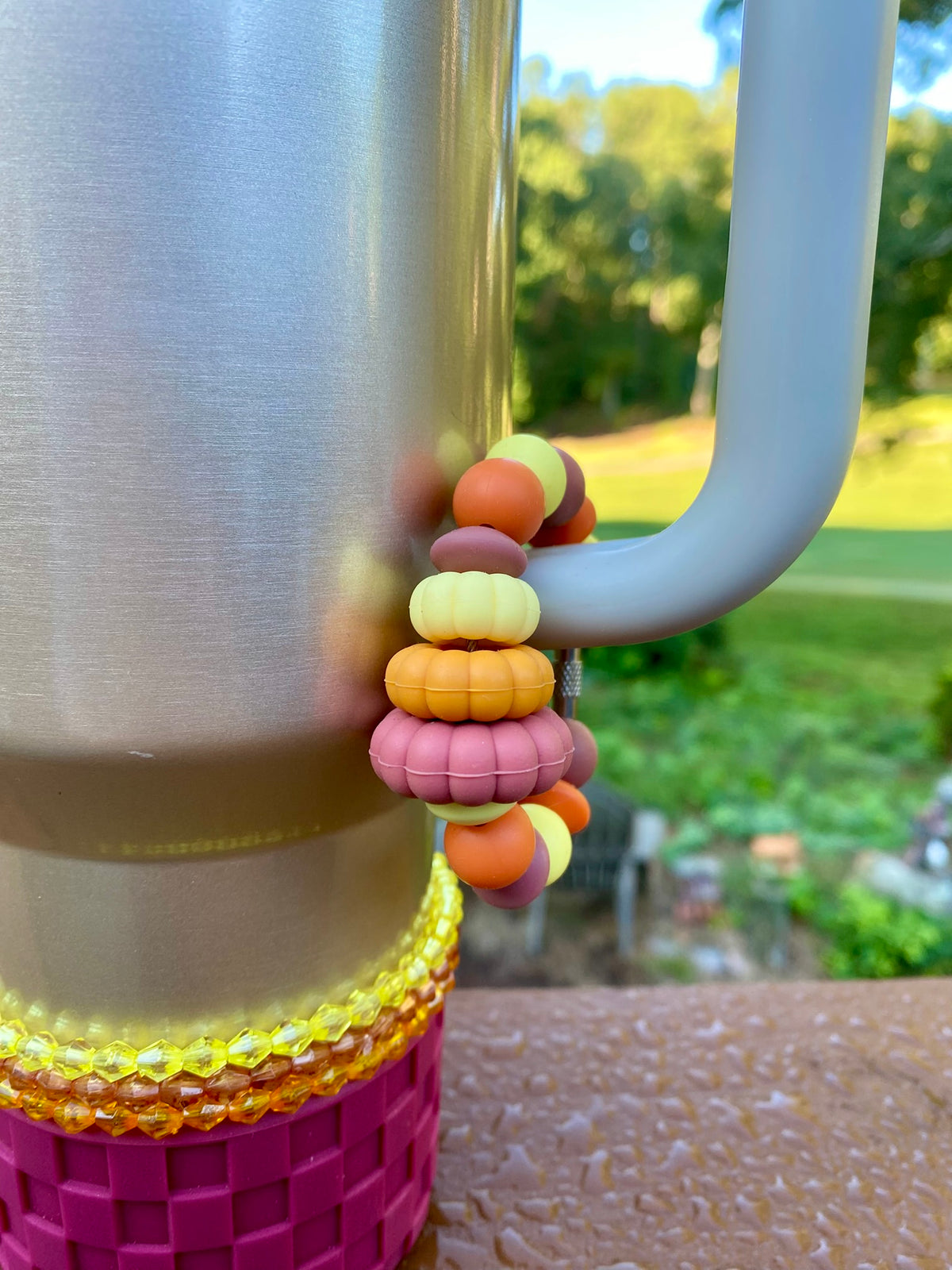 3 Stacked Pumpkins 3D Fall Stanley Tumbler Cup Handle Charm