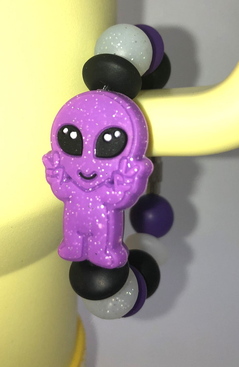 Purple Glitter Alien Glow In The Dark Stanley Tumbler Cup Handle Charm