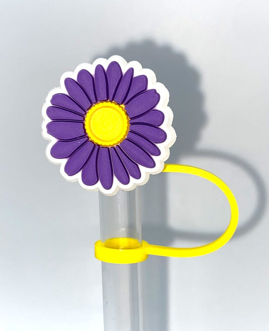 Purple Daisy Flower Straw Topper