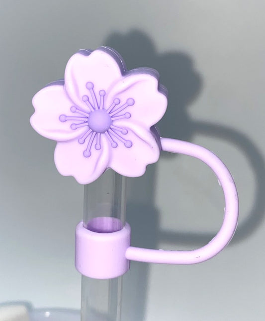 Purple Hibiscus Flower 3D Straw Topper