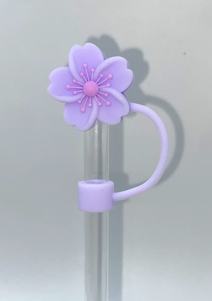 Purple Hibiscus Flower #2 3D Straw Topper