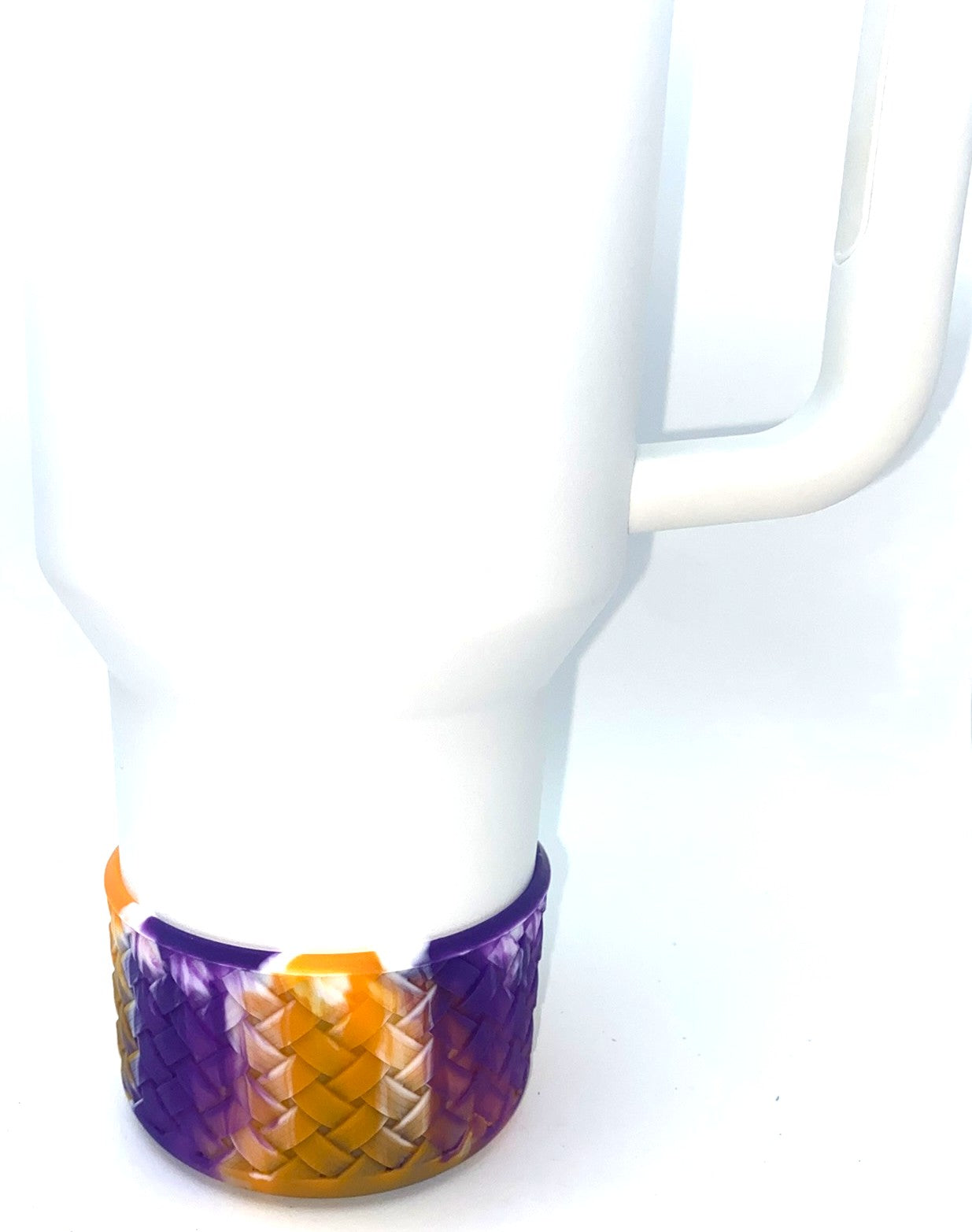Purple, White & Orange Swirl Weave Stanley Tumbler Boot Sleeve #134