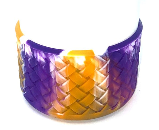 Purple, White & Orange Swirl Weave Stanley Tumbler Boot Sleeve #134