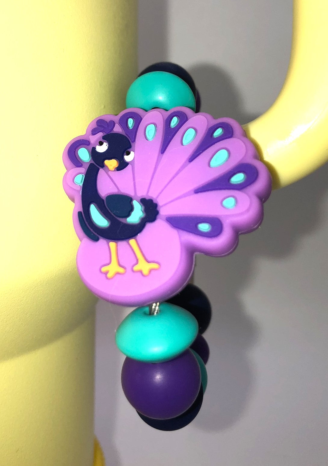 Purple Peacock Bird Stanley Tumbler Cup Handle Charm