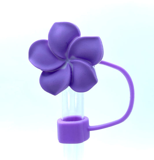 Purple Plumeria Flower 3D Straw Topper