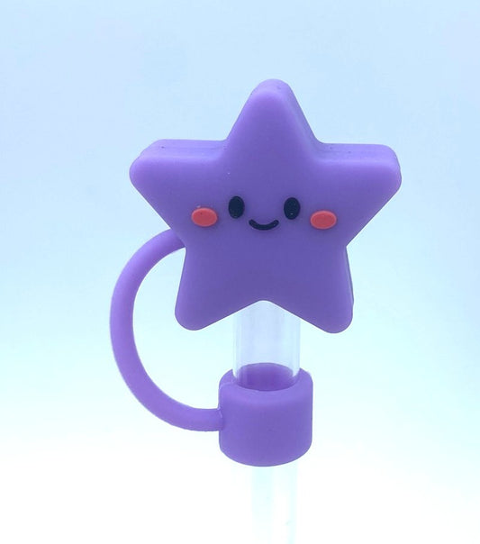 Star Purple 3D Straw Topper
