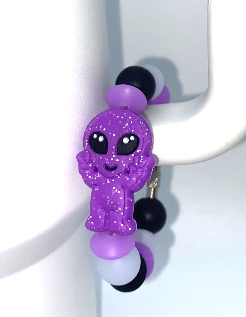 Purple Glitter Alien Glow In The Dark Stanley Tumbler Cup Handle Charm
