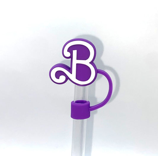 Purple Initial B 3D Malibu Girl Plastic Doll Stanley Tumbler Cup Straw Topper