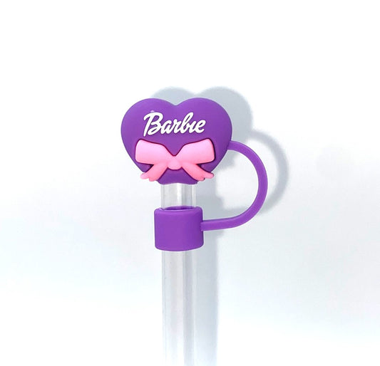 Purple Heart w/Bow 3D Malibu Girl Plastic Doll Stanley Tumbler Cup Straw Topper