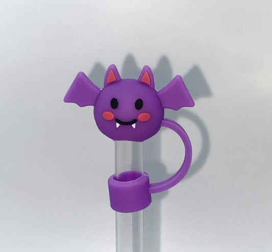 Purple Cute Bat 3D Straw Topper