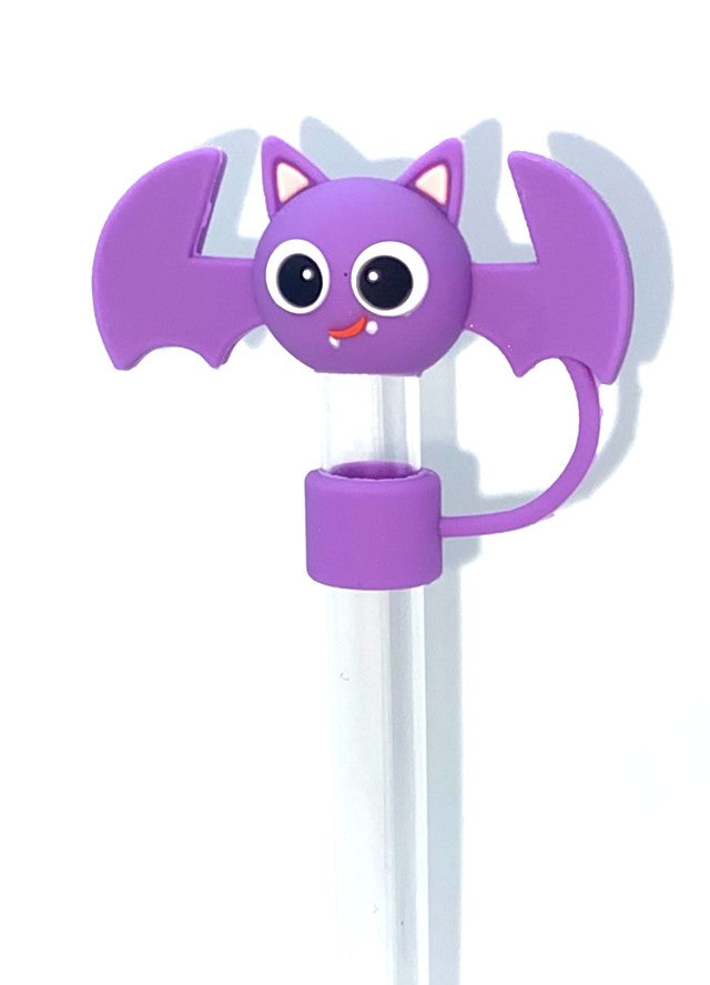 Purple Cute Bat 3D Straw Topper