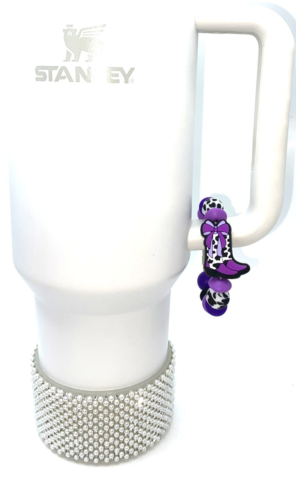 Purple Bow Cow Print Cowboy Boot Stanley Tumbler Cup Handle Charm