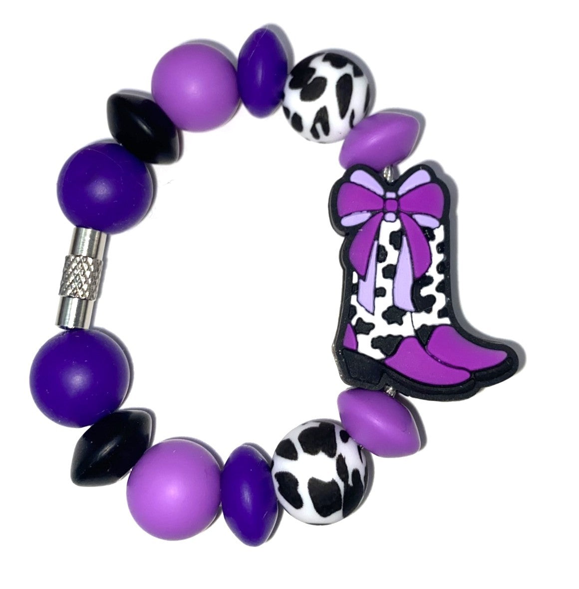 Purple Bow Cow Print Cowboy Boot Stanley Tumbler Cup Handle Charm