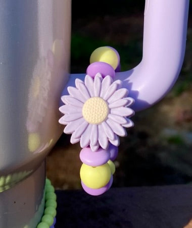 Lilac Daisy Flower Stanley Tumbler Cup Handle Charm