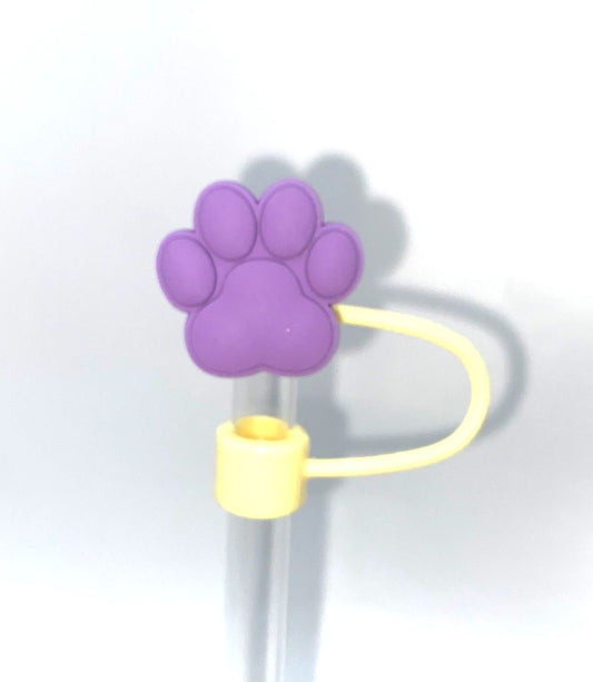 Purple Dog Paw Straw Topper