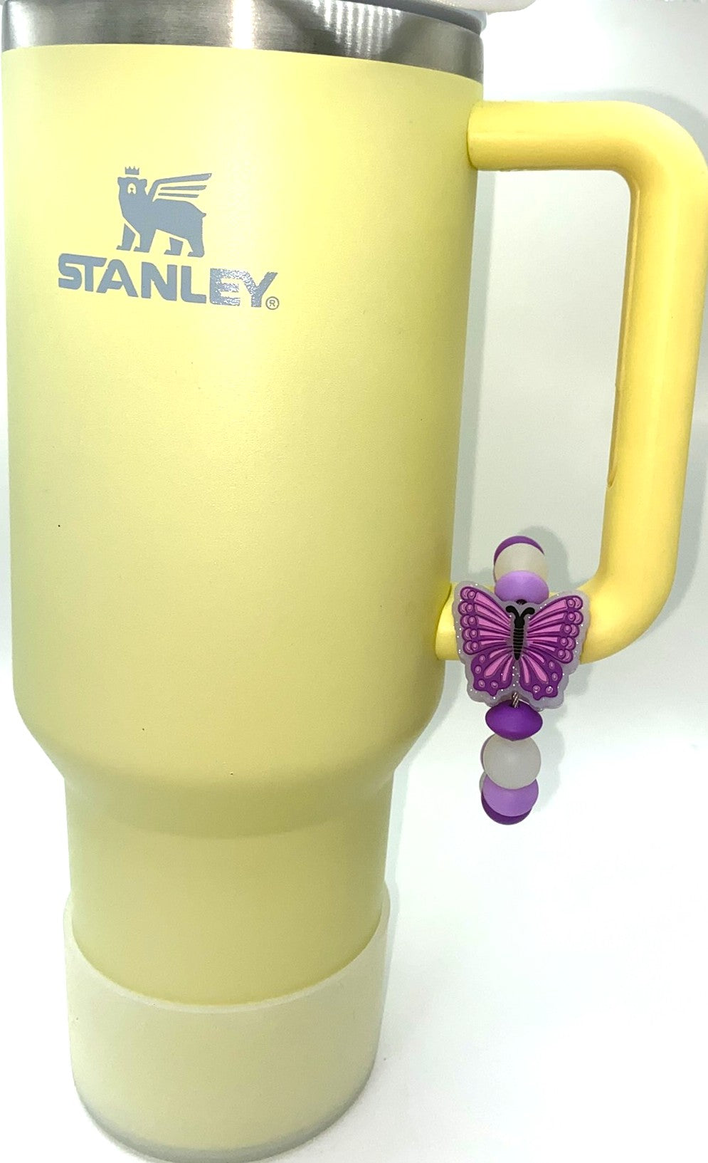 Purple Glitter Butterfly Stanley Tumbler Cup Handle Charm