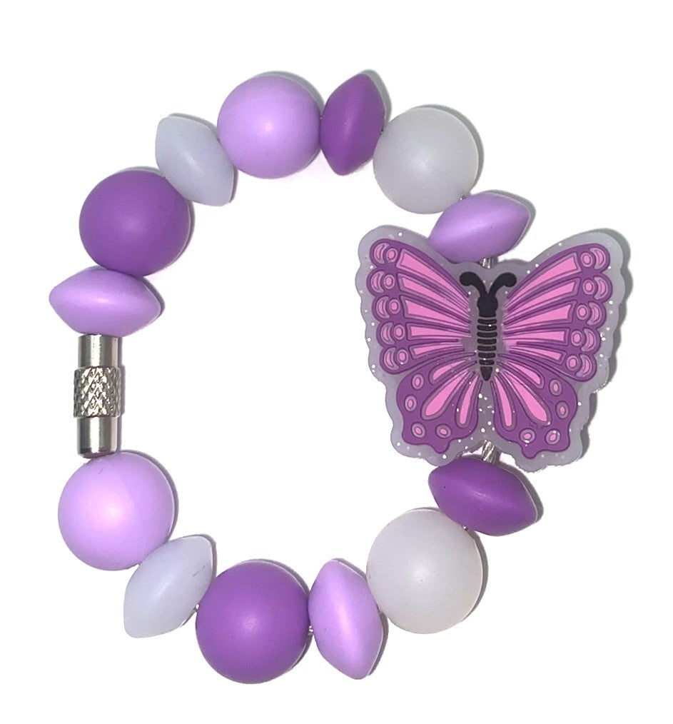 Purple Glitter Butterfly Stanley Tumbler Cup Handle Charm