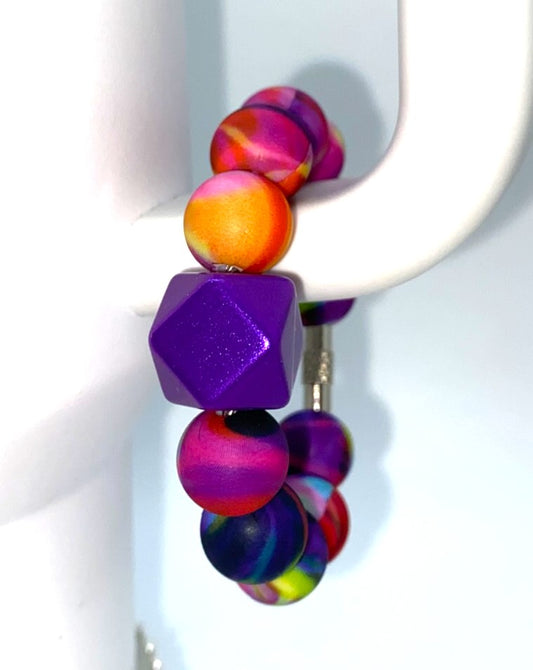 Purple Pearlescent Hexagon & Tie Dye Stanley Tumbler Cup Handle Charm