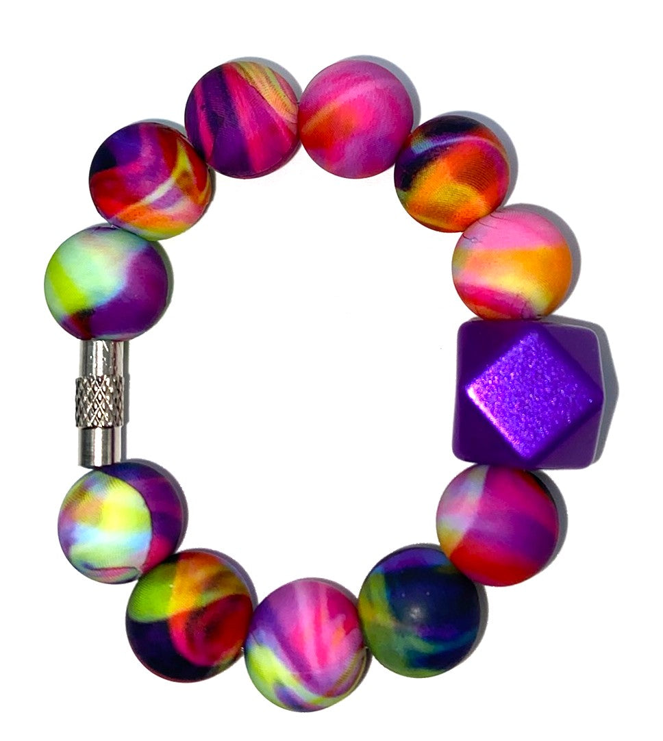 Purple Pearlescent Hexagon & Tie Dye Stanley Tumbler Cup Handle Charm