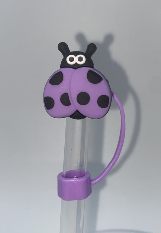 Ladybug Purple Straw Topper